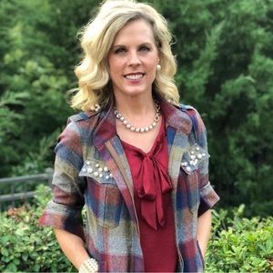 Cabi 3555 Collage Plaid Jacket Medium NWOT